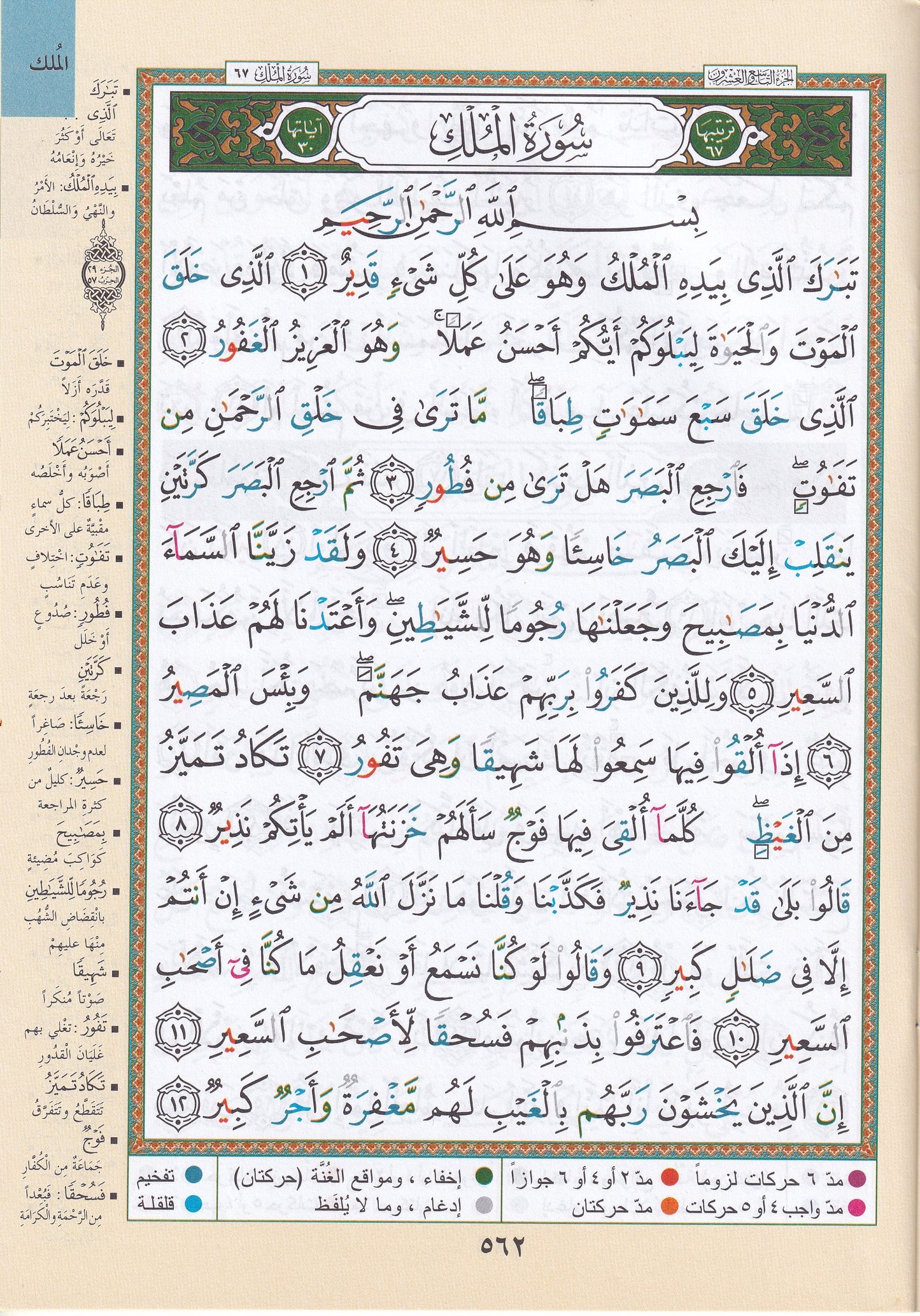 مصحف التجويد- جزء تبارك- بقراءة حفص