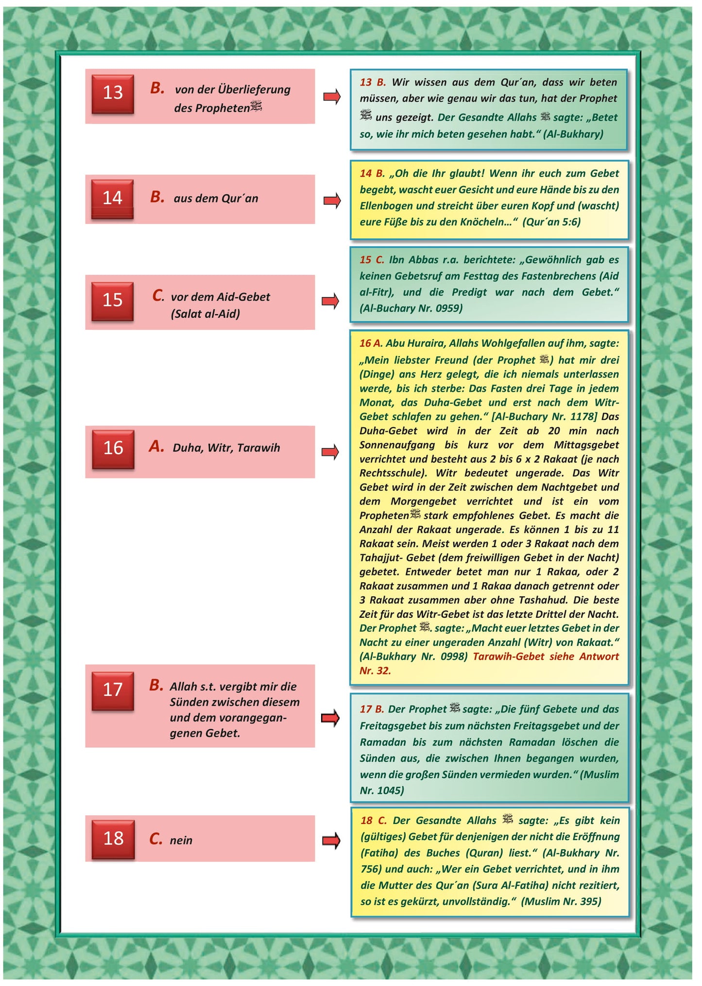 100 Fragen über die 5 Säulen des Islam (Altersempfehlung: Kinder ab 6 Jahre und Erwachsene))