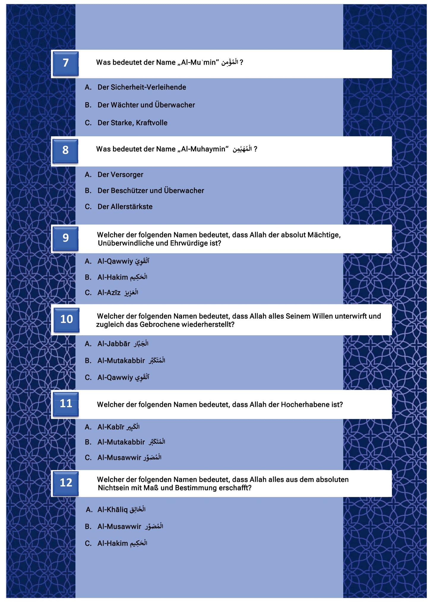 100 Fragen über die schönsten Namen Allahs